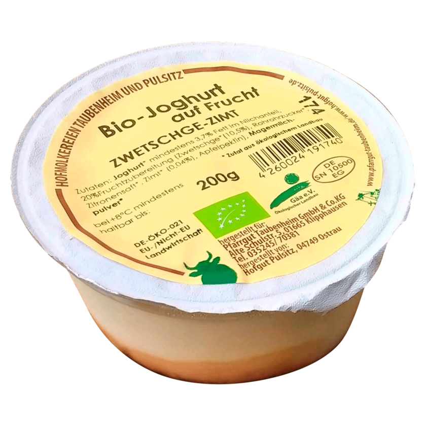 Hofmolkerei Taubenheim Bio-Joghurt Zwetschge-Zimt 200g